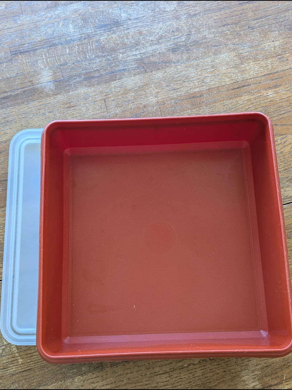Set of Red and Cream Plastic Food Storage Containers